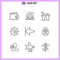 9 Icons in Line Style Outline Symbols on White Background Creative Vector Signs for Web mobile and Print Creative Black Icon vector background