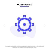 Our Services Construction Building Setting Solid Glyph Icon Web card Template vector