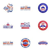 Happy fathers day 9 Blue and red vintage retro type font Illustrator eps10 Editable Vector Design Elements
