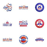 Happy fathers day 9 Blue and red vintage retro type font Illustrator eps10 Editable Vector Design Elements