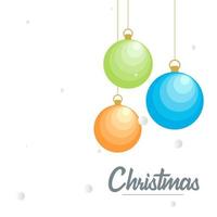 Flat merry christmas Glossy  decorative Ball elements hanging background vector