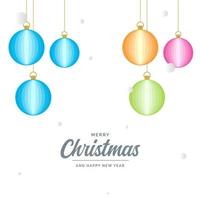 Flat merry christmas Glossy  decorative Ball elements hanging background vector