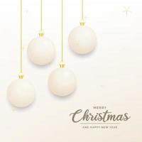 Festive Christmas decoration White and gold christmas balls for website. social networks. blog or your video channel vector