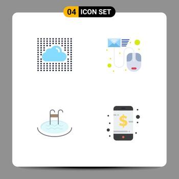 paquete de iconos planos de 4 símbolos universales de elementos de diseño vectorial editables del grupo de correo electrónico seguro de correo en la nube vector