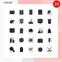 Universal Icon Symbols Group of 25 Modern Solid Glyphs of barrow floppy application electronics devices Editable Vector Design Elements