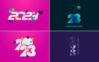 gran conjunto de diseño de texto del logo de feliz año nuevo 2023. Plantilla de diseño de número 2023. colección de símbolos de feliz año nuevo 2023 vector