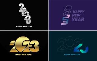 conjunto de diseño de logotipo 2023 feliz año nuevo. Plantilla de diseño de número 2023. decoración navideña 2023 símbolos de feliz año nuevo. diseño moderno de navidad para banner. red social. portada y calendario vector