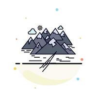 Mountain hill landscape rocks crack Flat Color Icon Vector