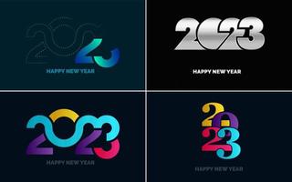 gran conjunto de diseño de texto del logo de feliz año nuevo 2023. Plantilla de diseño de número 2023. colección de símbolos de feliz año nuevo 2023 vector