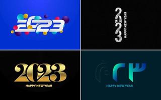 conjunto de diseño de logotipo 2023 feliz año nuevo. Plantilla de diseño de número 2023. decoración navideña 2023 símbolos de feliz año nuevo. diseño moderno de navidad para banner. red social. portada y calendario vector