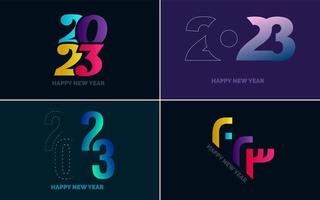 gran conjunto 2023 feliz año nuevo diseño de texto de logotipo negro. Plantilla de diseño de 20 23 números. colección de símbolos de 2023 feliz año nuevo vector