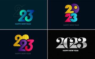 gran conjunto 2023 feliz año nuevo diseño de texto de logotipo negro. Plantilla de diseño de 20 23 números. colección de símbolos de 2023 feliz año nuevo vector