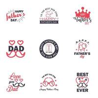 Happy fathers day 9 Black and Pink vintage retro type font Illustrator eps10 Editable Vector Design Elements