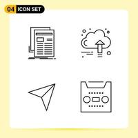 4 Creative Icons for Modern website design and responsive mobile apps 4 Outline Symbols Signs on White Background 4 Icon Pack Creative Black Icon vector background