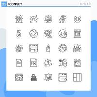 Line Pack of 25 Universal Symbols of robbit plumber cake nut wealth Editable Vector Design Elements