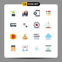 16 Universal Flat Color Signs Symbols of bus text app task programming Editable Pack of Creative Vector Design Elements