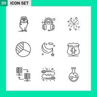 Pack of 9 Line Style Icon Set Outline Symbols for print Creative Signs Isolated on White Background 9 Icon Set Creative Black Icon vector background