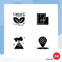 Group of Modern Solid Glyphs Set for leaf energy green connection pollution Editable Vector Design Elements