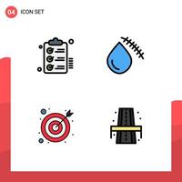 Modern Set of 4 Filledline Flat Colors Pictograph of checklist wound wishlist blood goal Editable Vector Design Elements