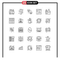 Mobile Interface Line Set of 25 Pictograms of concierge page computer development code Editable Vector Design Elements