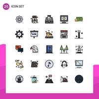 Filled line Flat Color Pack of 25 Universal Symbols of money investment inbox finance dollar Editable Vector Design Elements