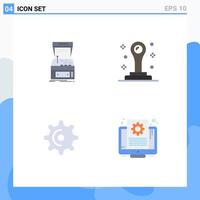 4 Universal Flat Icon Signs Symbols of arcade gear machine stamp teeth Editable Vector Design Elements