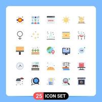 Modern Set of 25 Flat Colors Pictograph of robo advisor shinning workshop beach page Editable Vector Design Elements