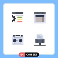 Group of 4 Modern Flat Icons Set for design audio tape design web digital recording Editable Vector Design Elements