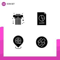 Glyph Icon set Pack of 4 Solid Icons isolated on White Background for responsive Website Design Print and Mobile Applications Creative Black Icon vector background