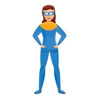 Superhero girl icon, cartoon style vector