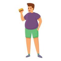 Gluttony burger icon, cartoon style vector