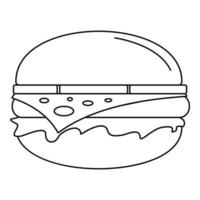 icono de hamburguesa americana, estilo de esquema vector