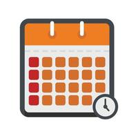 Calendar time icon, flat style vector