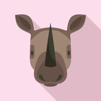 icono de cabeza de rinoceronte, tipo plano vector