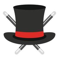 Hat with a stick icon, cartoon style. vector