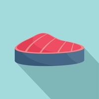 Piece of tuna icon, flat style vector