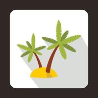 Palm trees on island icon, flat style vector