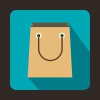 Paper bag icon, flat style vector