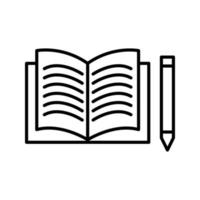 icono de vector de libro y lápiz único