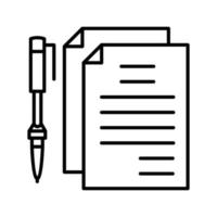 documentos únicos e icono de vector de pluma
