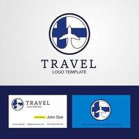 Travel Finland Creative Circle flag Logo and Business card design vector