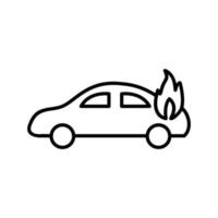 coche único en icono de vector de fuego