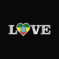Love typography with Ethiopia flag design vector