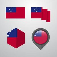 Samoa flag design set vector