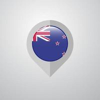 puntero de navegación del mapa con el vector de diseño de la bandera de nueva zelanda
