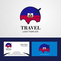 Travel Haiti Flag Logo and Visiting Card Design vector