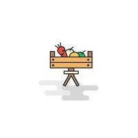 Flat Vegetable basket Icon Vector