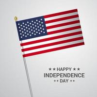 United States of America Independence day typographic design with flag vector