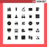 User Interface Pack of 25 Basic Solid Glyphs of arts badge drop identity id Editable Vector Design Elements
