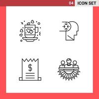 4 Icon Pack Line Style Outline Symbols on White Background Simple Signs for general designing Creative Black Icon vector background